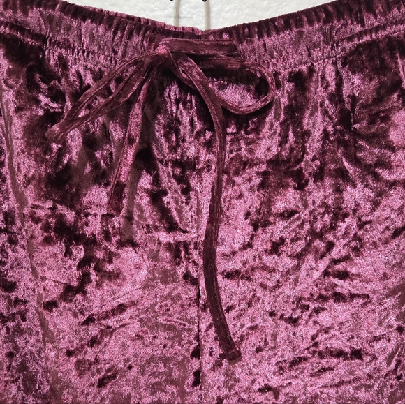 Rachel Zoe Crushed Velvet Lounge Pajama Pants Magenta Plum Medium - Picture 3 of 14